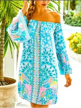 Lilly Pulitzer Off-Shoulder Boho dress small